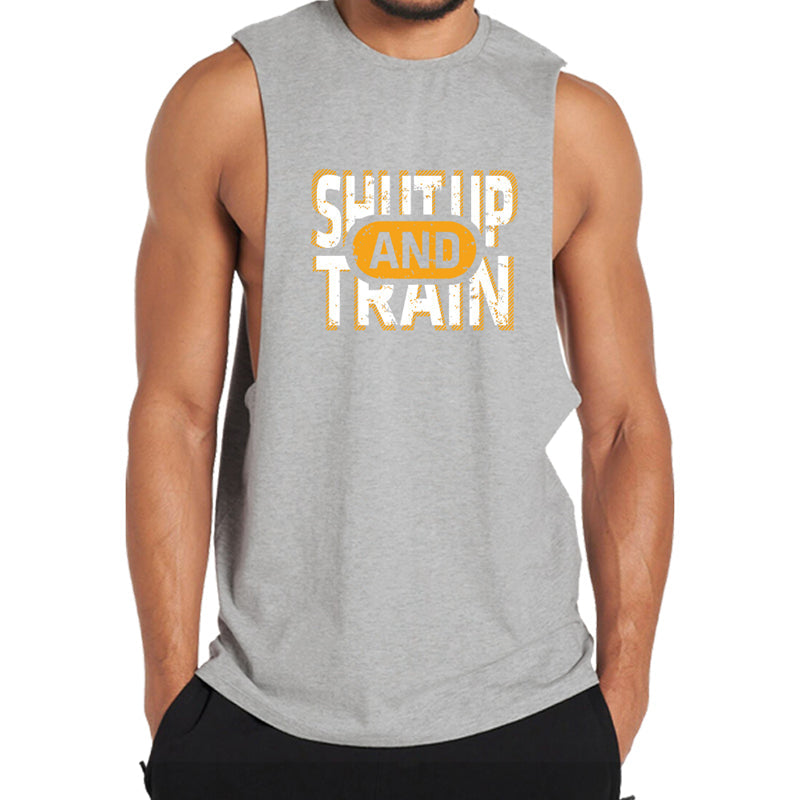 Cotton Shut Up And Train Graphic Tank Top