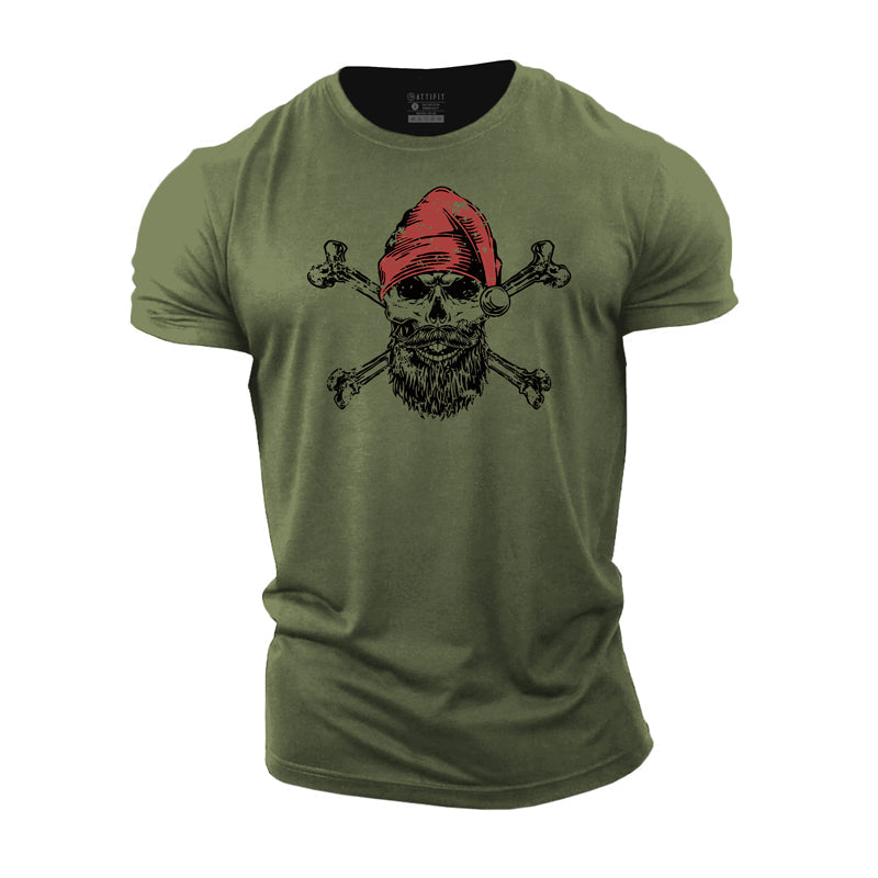 Christmas Skull Cotton T-Shirt