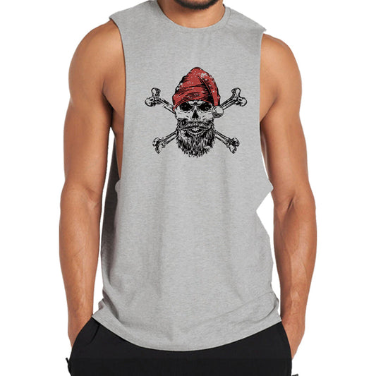 Cotton Christmas Skull Men's Tank Top