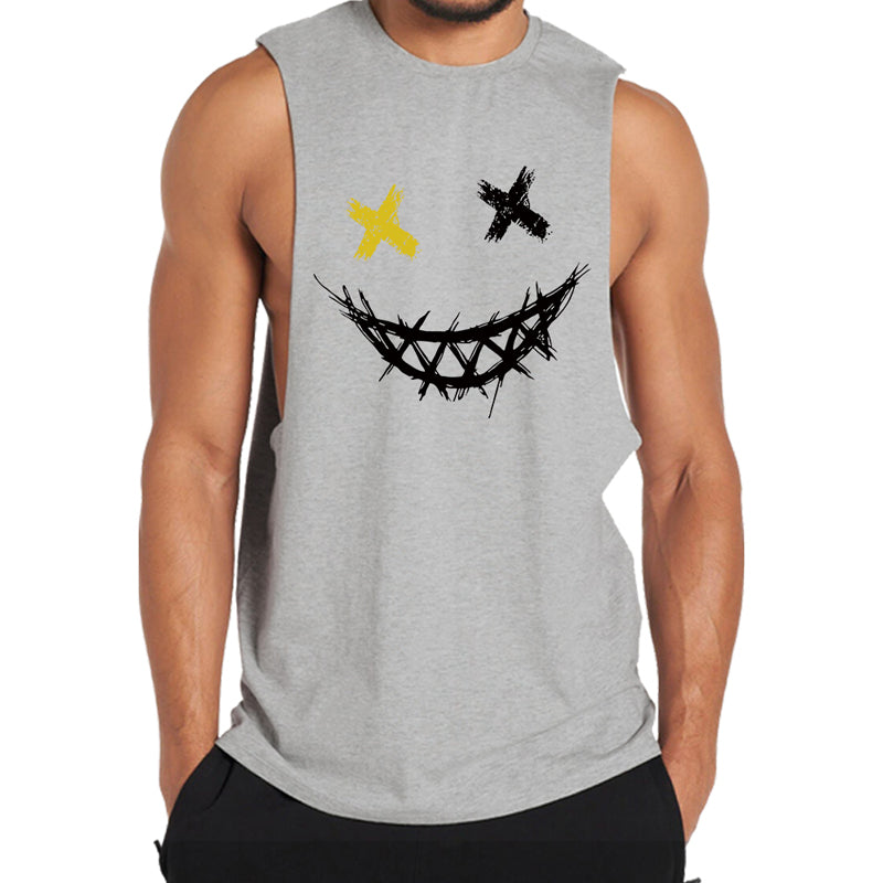 Cotton Evil Smiley Face Tank Top