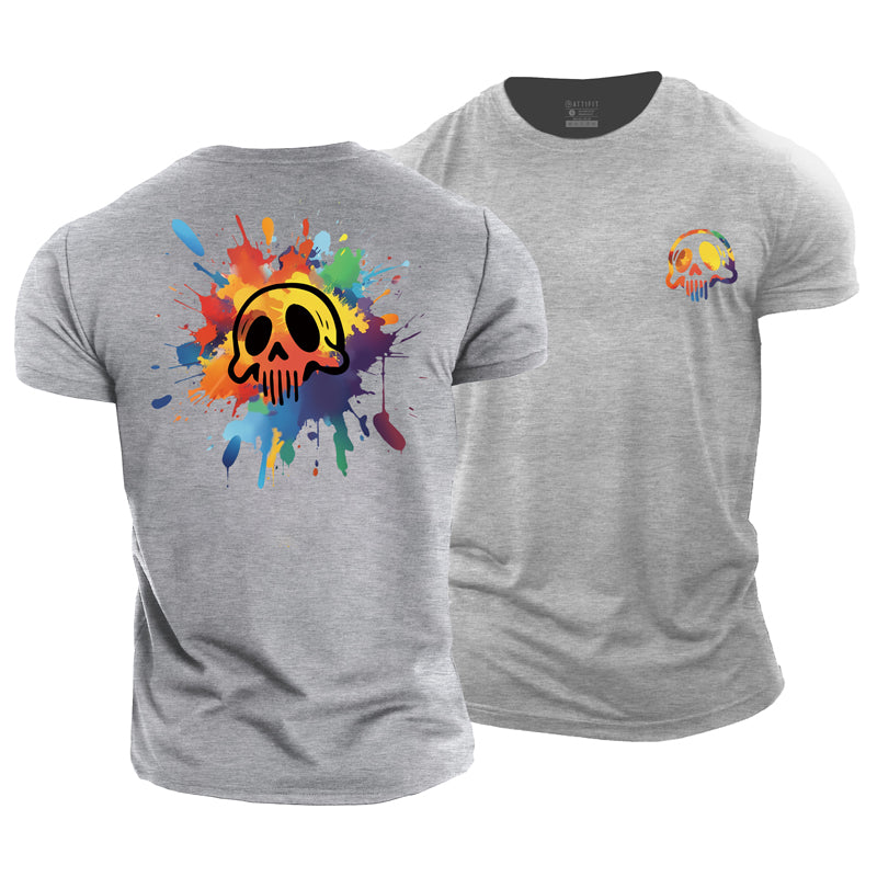 Watercolor Skull Cotton T-Shirt