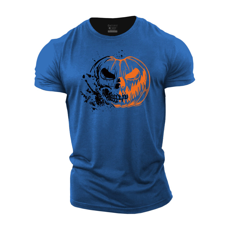 Halloween Skull Pumpkin Cotton T-Shirt