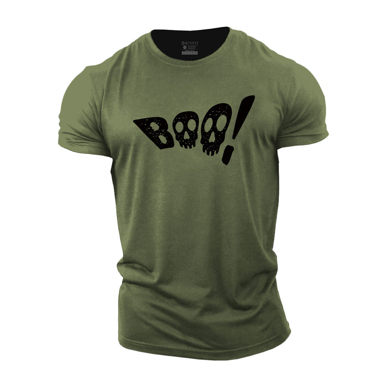 Halloween Skull Boo Cotton T-Shirt