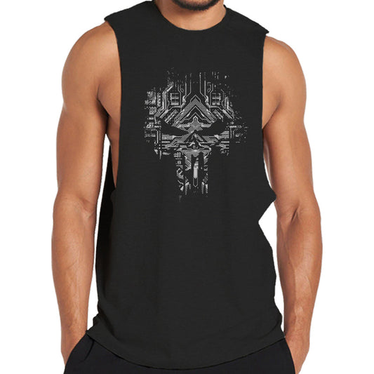 Cotton Skull Graphic Workout Tank Top