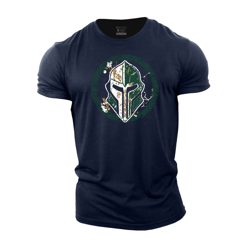 Cotton Spartan Helmet Graphic Men's T-shirts