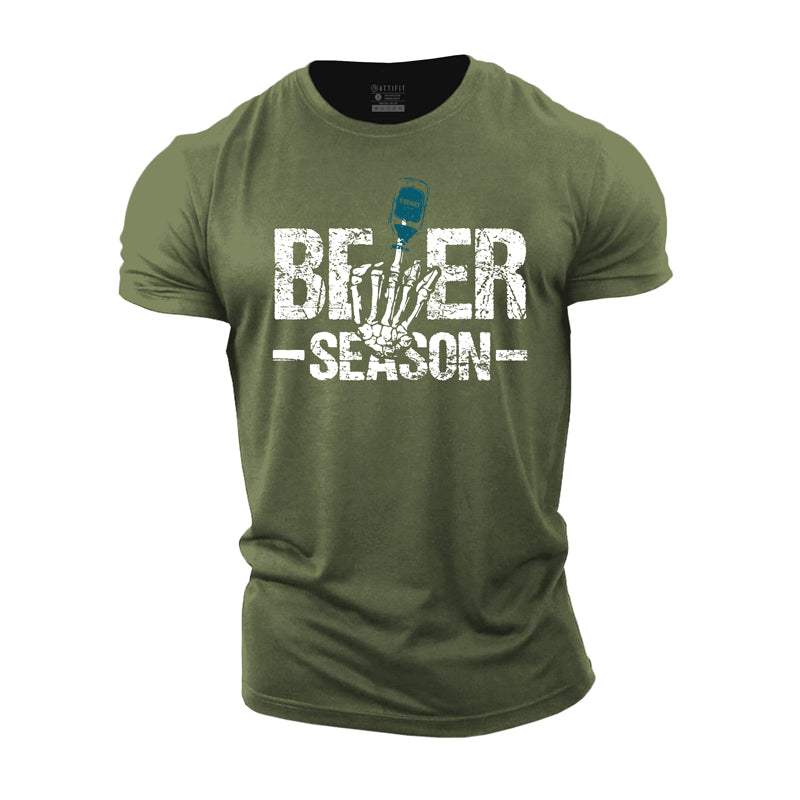 Cotton Beer Season Graphic Men's T-shirts