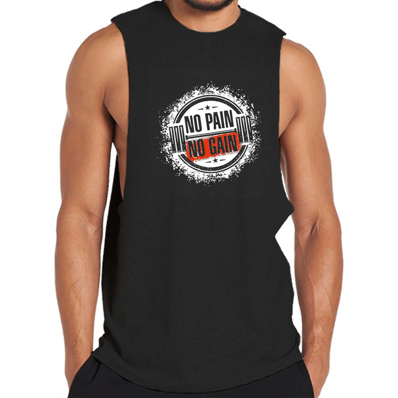 Cotton No Pain No Gain With Barbell Graphic Tank Top