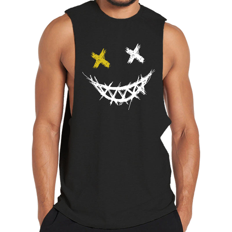 Cotton Evil Smiley Face Tank Top