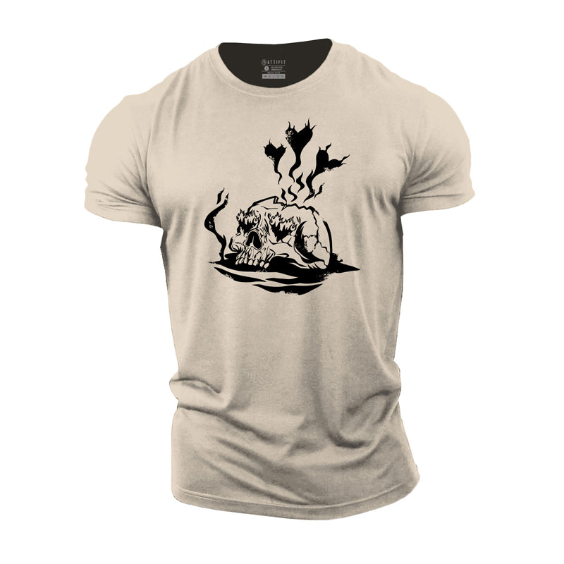 Cotton Skull Heart Graphic Men's Fitness T-shirts