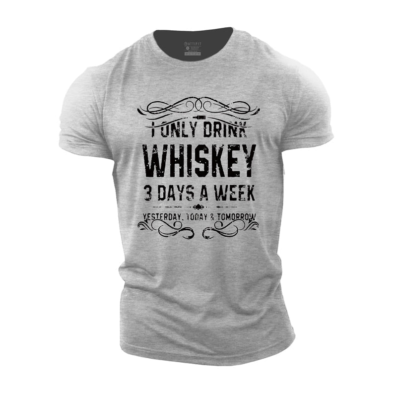 Cotton Drink Whiskey Graphic Fitness T-shirts