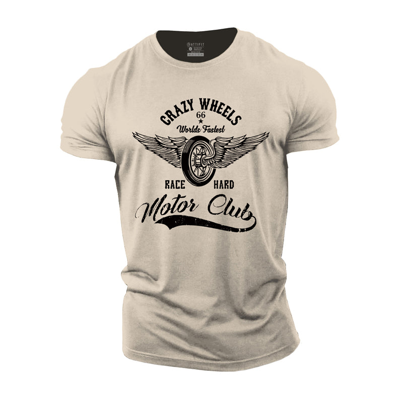 Cotton Crazy Wheels Graphic Men's T-shirts