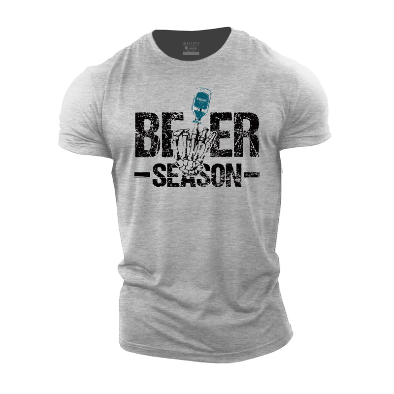 Cotton Beer Season Graphic Men's T-shirts