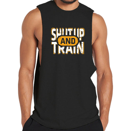 Cotton Shut Up And Train Graphic Tank Top