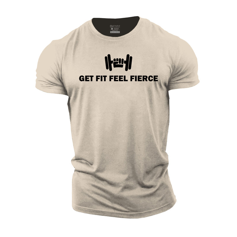 Cotton Get Fit Feel Fierce Graphic Men's T-shirts