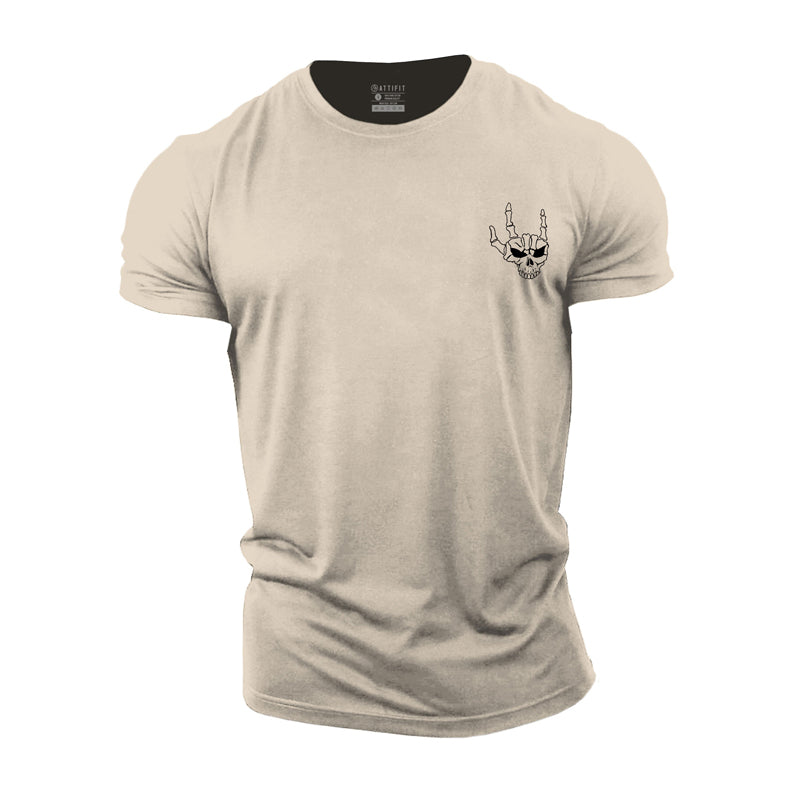 Skull Rock Gesture Cotton T-Shirt