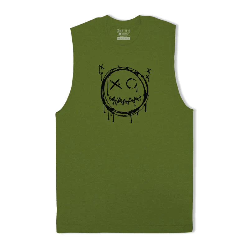 Cotton Funny Smile Graphic Men's Tank Top