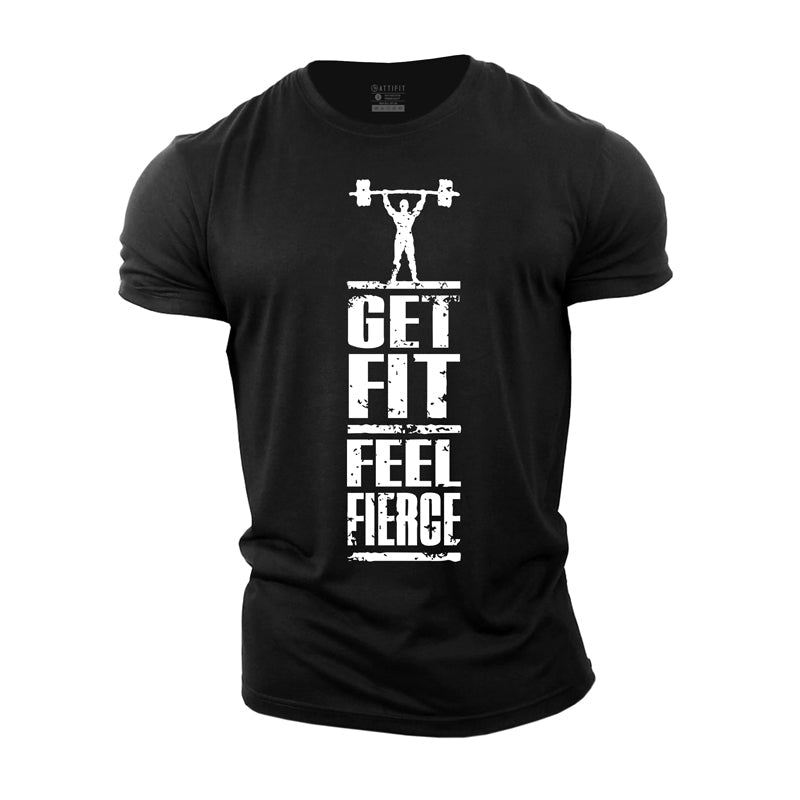 Cotton Get Fit Feel Fierce Graphic Men's Fitness T-shirts