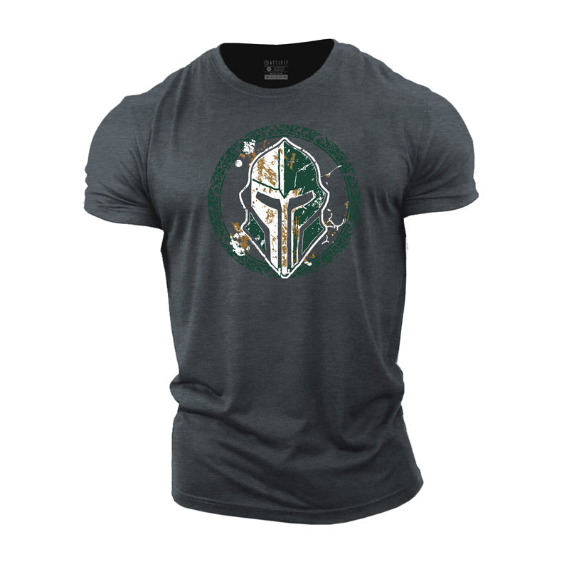 Cotton Spartan Helmet Graphic Men's T-shirts