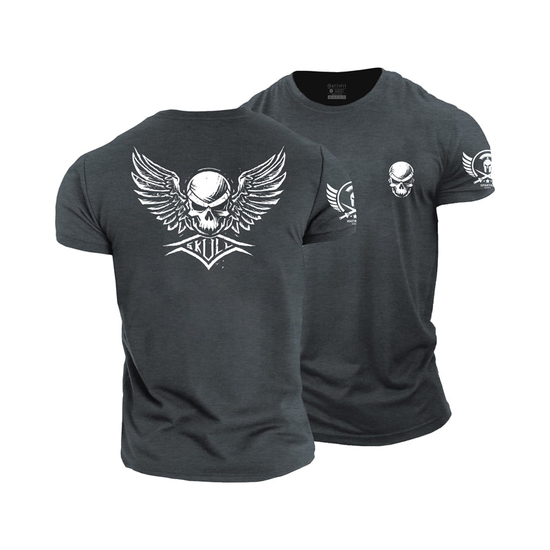 Cotton Skull Wings Graphic Men's T-shirts