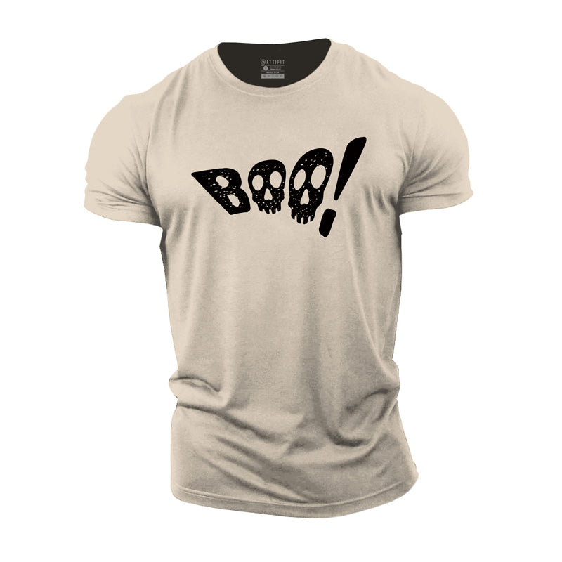 Halloween Skull Boo Cotton T-Shirt