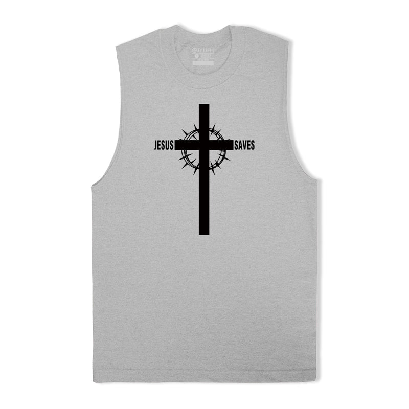 Cotton Jesus Saves Cross Men's Tank Top