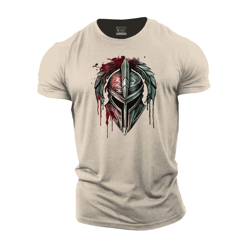 Cotton Spartan Helmet Graphic Men's T-shirts