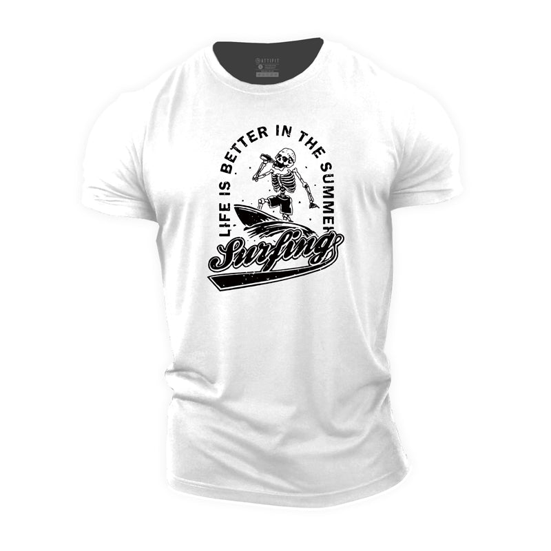 Cotton Surfing Graphic Gym T-shirts