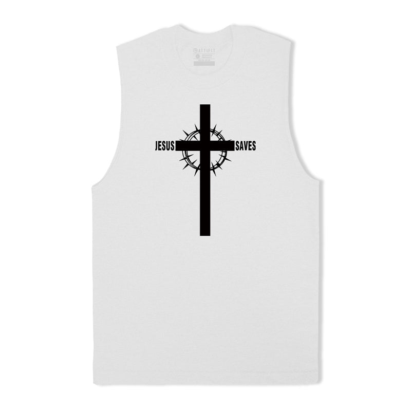 Cotton Jesus Saves Cross Men's Tank Top