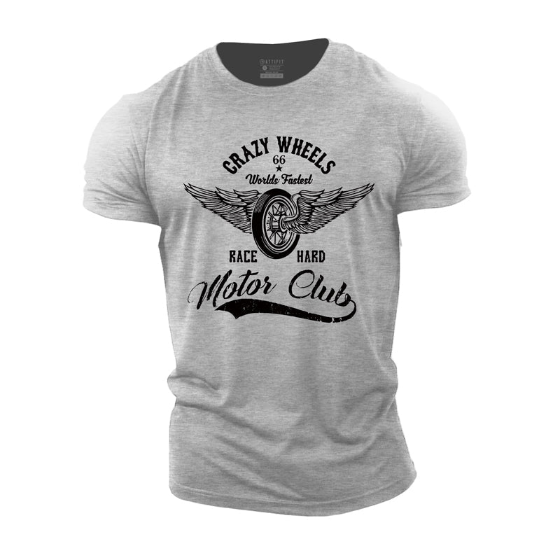 Cotton Crazy Wheels Graphic Men's T-shirts