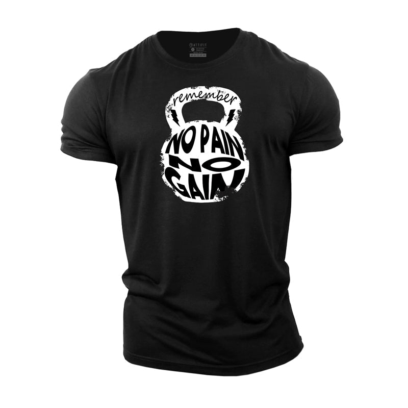 Cotton No Pain No Gain Graphic Men's T-shirts