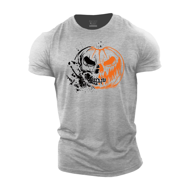 Halloween Skull Pumpkin Cotton T-Shirt