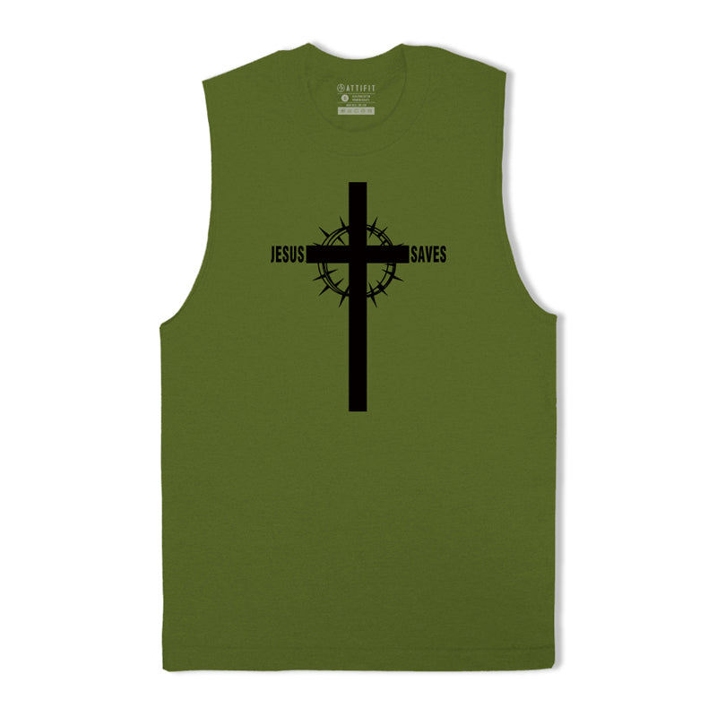 Cotton Jesus Saves Cross Men's Tank Top