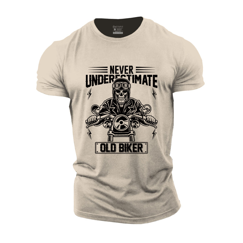 Cotton Old Biker Graphic Men's T-shirts