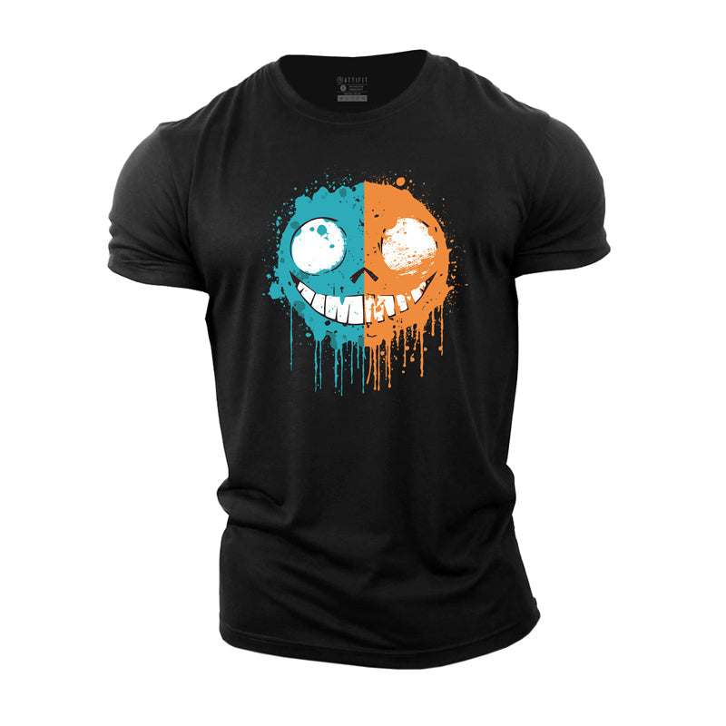 Cotton Grinning Face Graphic Men's T-shirts