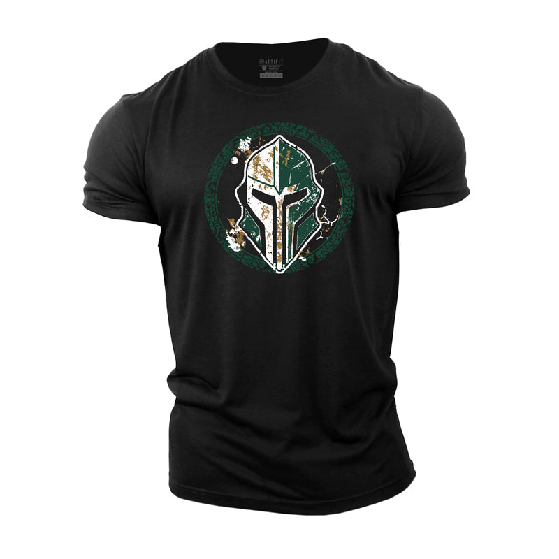 Cotton Spartan Helmet Graphic Men's T-shirts