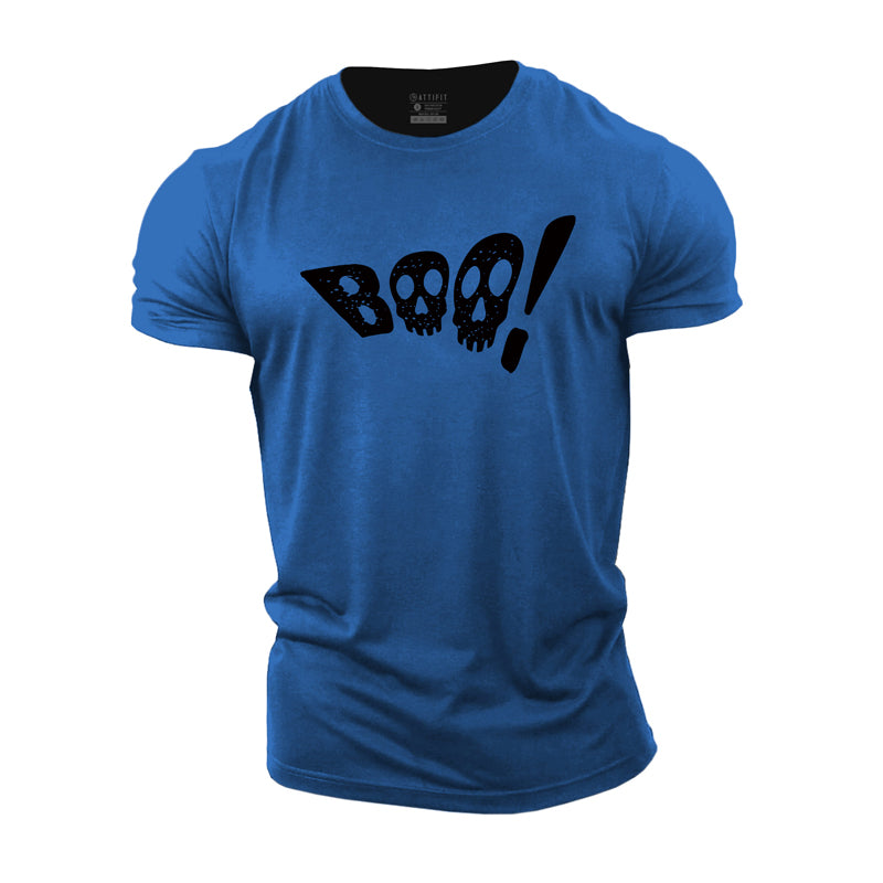 Halloween Skull Boo Cotton T-Shirt