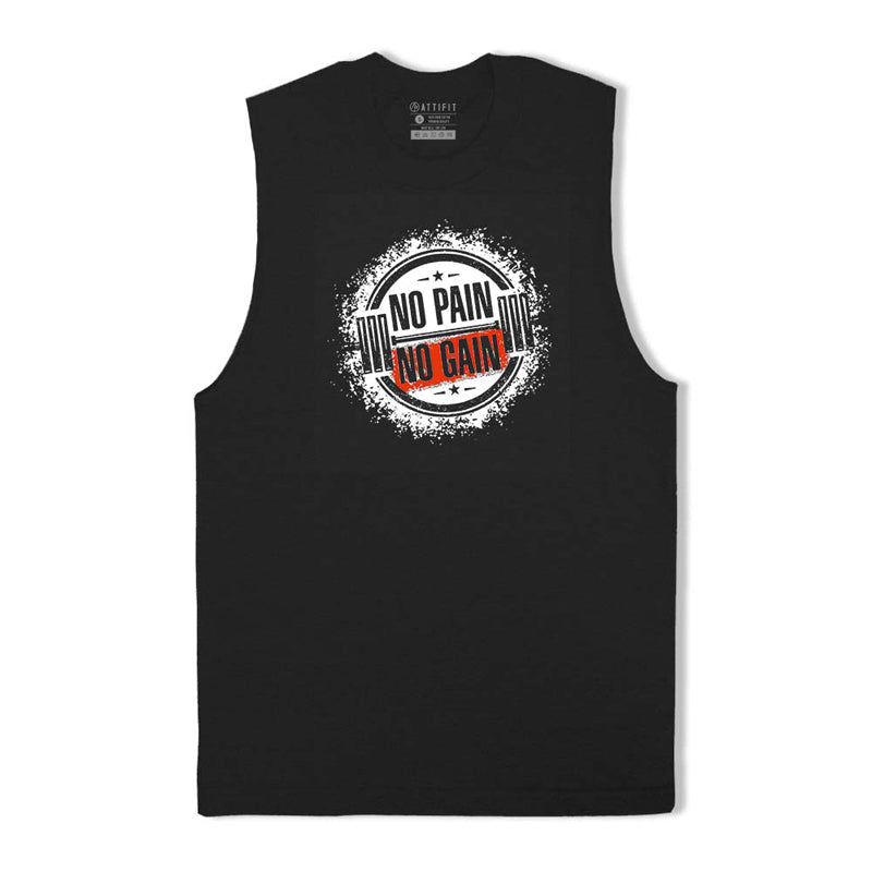 Cotton No Pain No Gain With Barbell Graphic Tank Top