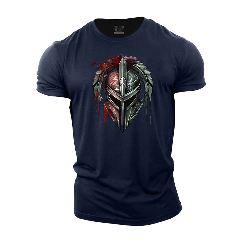 Cotton Spartan Helmet Graphic Men's T-shirts