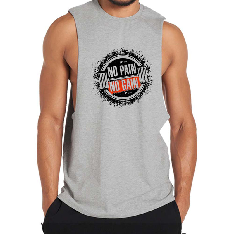 Cotton No Pain No Gain With Barbell Graphic Tank Top