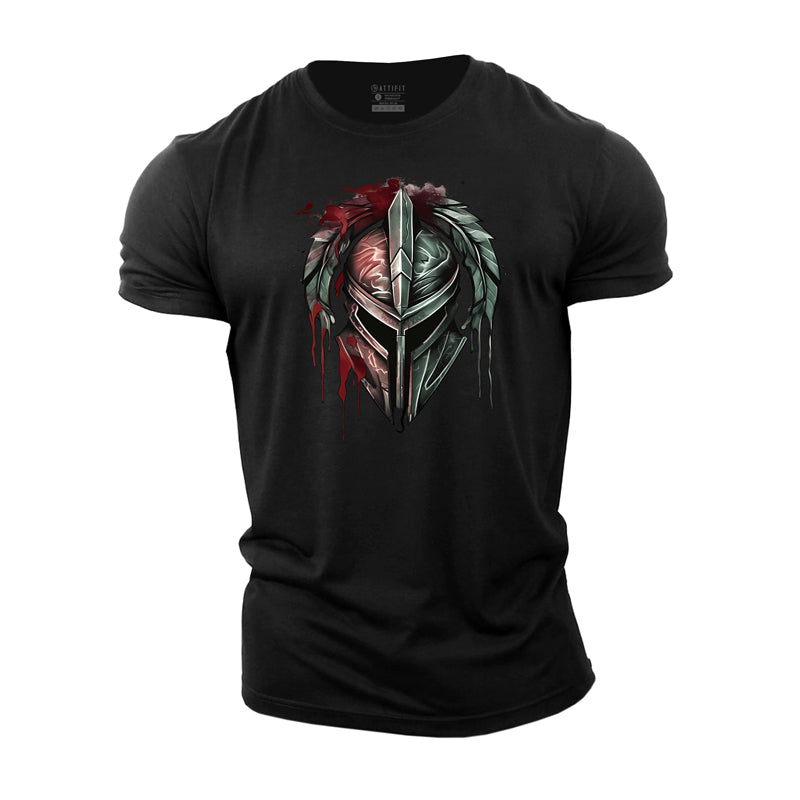 Cotton Spartan Helmet Graphic Men's T-shirts