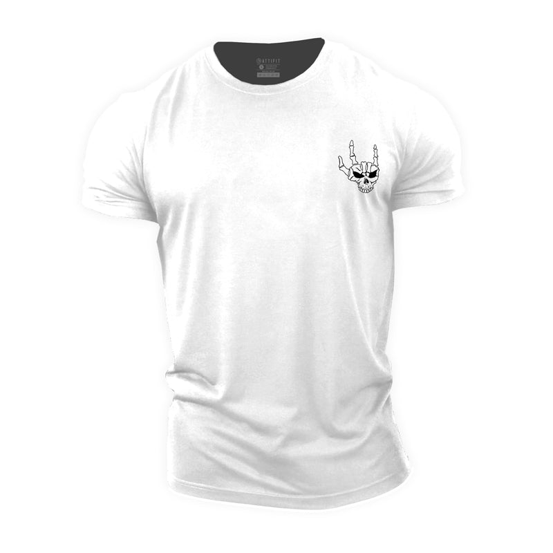 Skull Rock Gesture Cotton T-Shirt