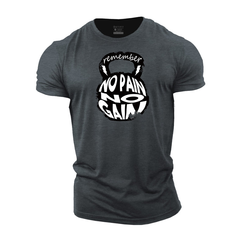 Cotton No Pain No Gain Graphic Men's T-shirts