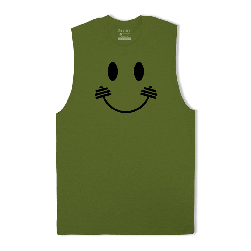 Cotton Barbell Smile Face Tank Top