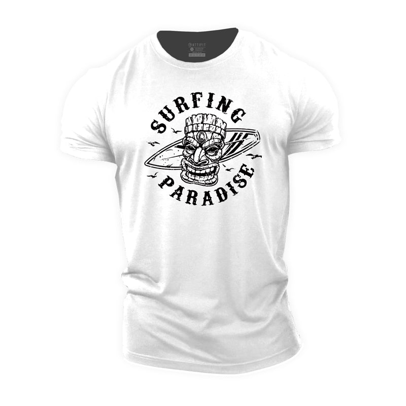 Cotton Surfing Paradise Graphic Gym T-shirts