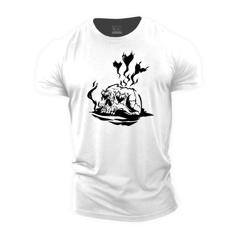 Cotton Skull Heart Graphic Men's Fitness T-shirts