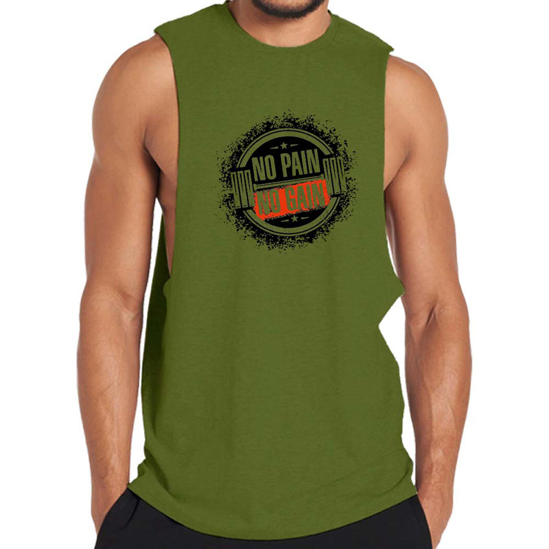 Cotton No Pain No Gain With Barbell Graphic Tank Top