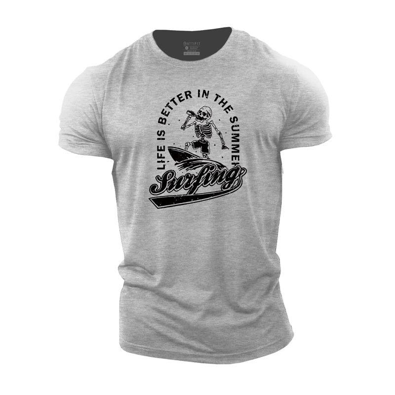 Cotton Surfing Graphic Gym T-shirts