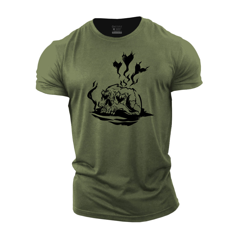 Cotton Skull Heart Graphic Men's Fitness T-shirts