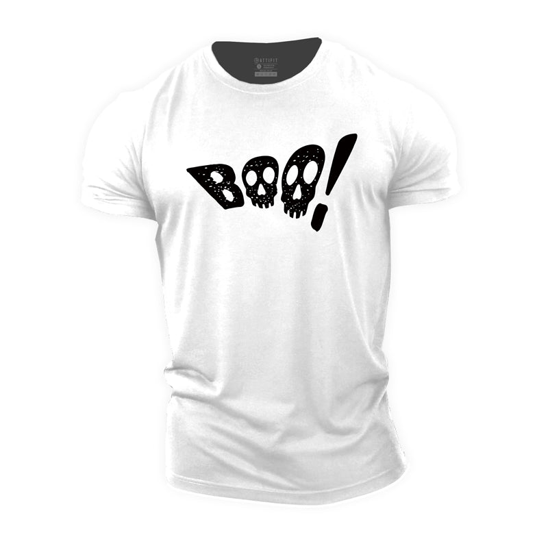 Halloween Skull Boo Cotton T-Shirt