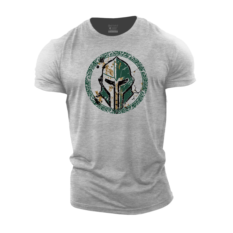 Cotton Spartan Helmet Graphic Men's T-shirts